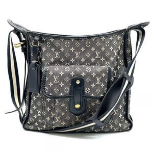Auth Louis Vuitton Denim Besace Mary Kate Monogram Mini Lin Noir Crossbody